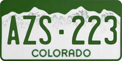 CO license plate AZS223