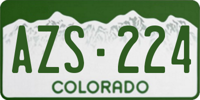 CO license plate AZS224