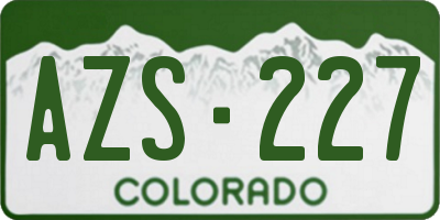 CO license plate AZS227