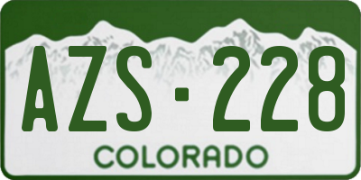 CO license plate AZS228