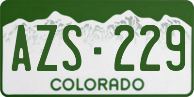 CO license plate AZS229