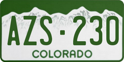 CO license plate AZS230