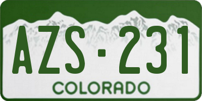 CO license plate AZS231