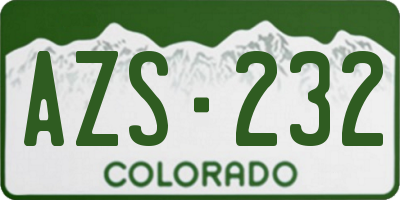 CO license plate AZS232