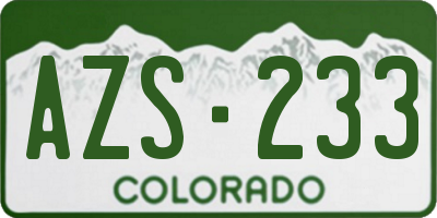 CO license plate AZS233