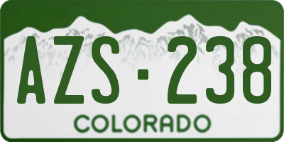 CO license plate AZS238