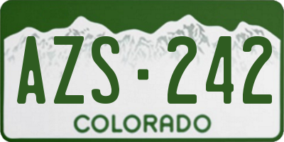 CO license plate AZS242