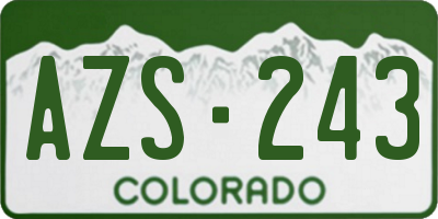 CO license plate AZS243