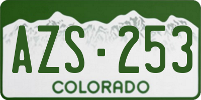 CO license plate AZS253