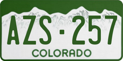 CO license plate AZS257
