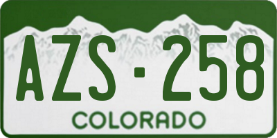 CO license plate AZS258