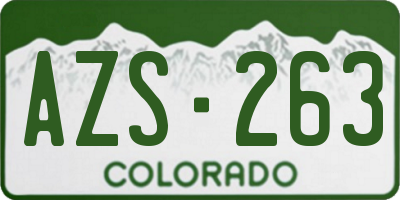 CO license plate AZS263