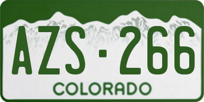 CO license plate AZS266