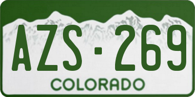 CO license plate AZS269