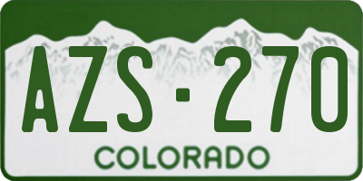 CO license plate AZS270