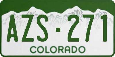CO license plate AZS271