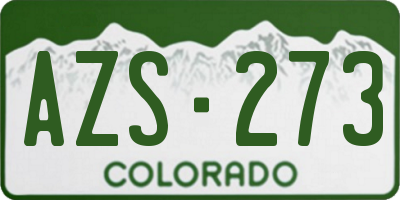 CO license plate AZS273