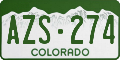 CO license plate AZS274