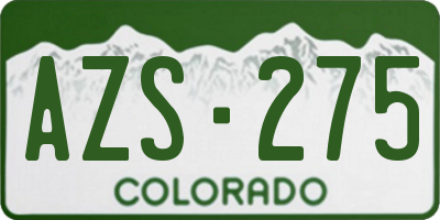 CO license plate AZS275