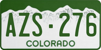 CO license plate AZS276