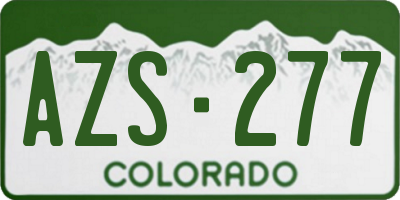 CO license plate AZS277