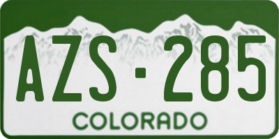 CO license plate AZS285