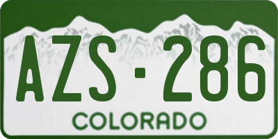 CO license plate AZS286
