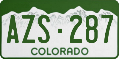 CO license plate AZS287