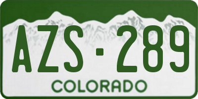 CO license plate AZS289