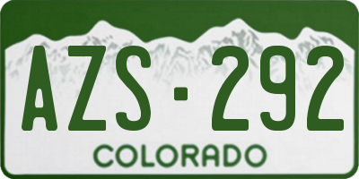 CO license plate AZS292