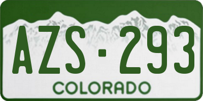 CO license plate AZS293