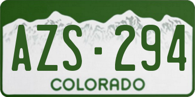 CO license plate AZS294