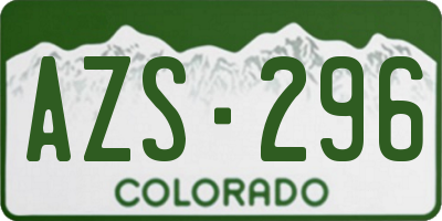 CO license plate AZS296