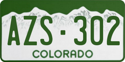 CO license plate AZS302