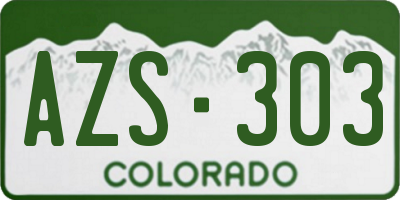 CO license plate AZS303