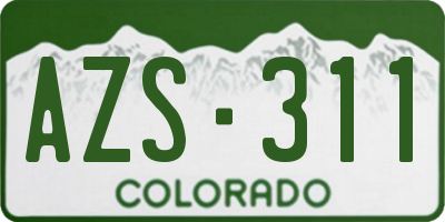 CO license plate AZS311