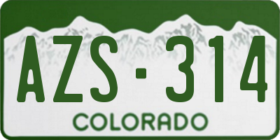 CO license plate AZS314