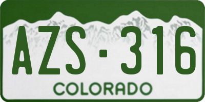 CO license plate AZS316