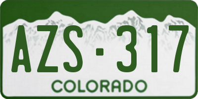CO license plate AZS317