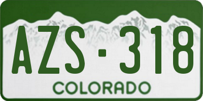 CO license plate AZS318