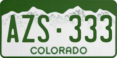 CO license plate AZS333