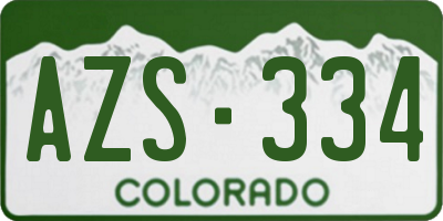 CO license plate AZS334