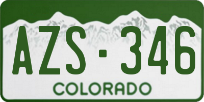 CO license plate AZS346