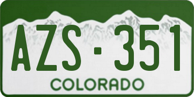 CO license plate AZS351
