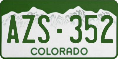 CO license plate AZS352