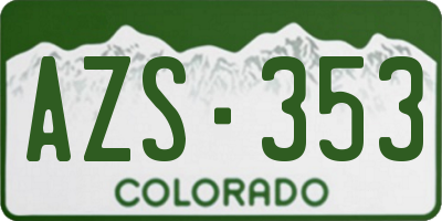 CO license plate AZS353