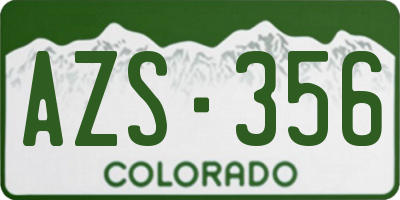 CO license plate AZS356