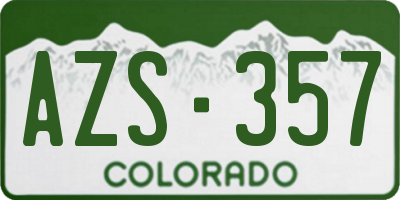 CO license plate AZS357