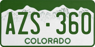 CO license plate AZS360