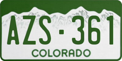 CO license plate AZS361